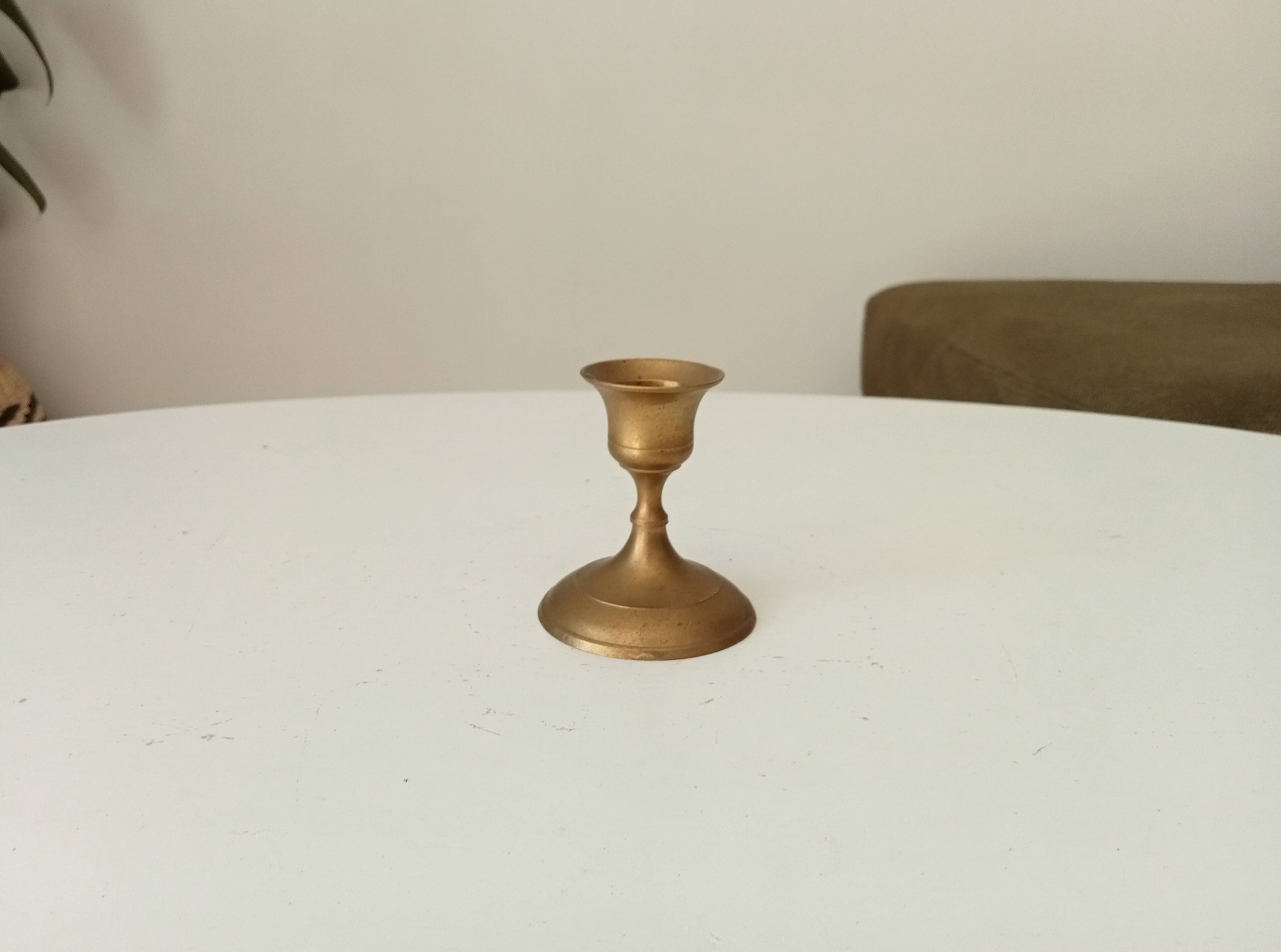 Vintage gold brass candle holder