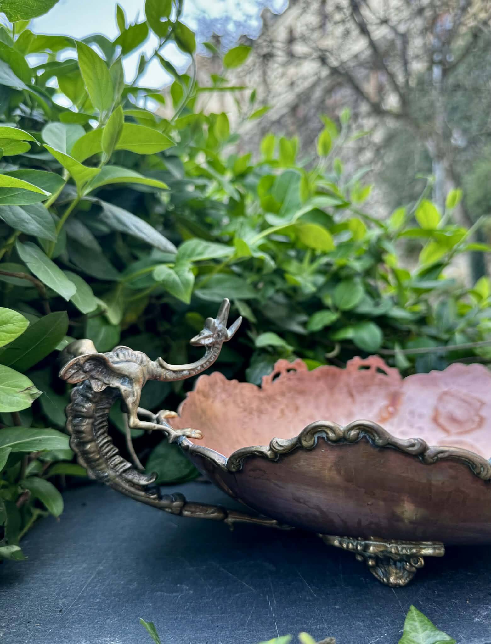 Large Art Nouveau copper fruit bowl Italy 1890s