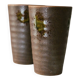 Set of 2 Vintage Stoneware Ceramic Mugs in Brown with Moss-Green Glaze by Matthias Jäckel Studio, Keramikhof Naunhof