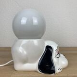 Ceramic dog lamp and opal globe