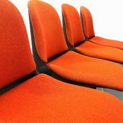 4 chaises, fauteuils vintage modèle 231/5 en tissu orange par Wilkhahn
