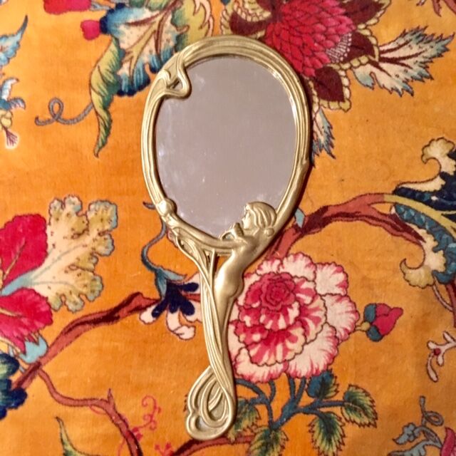 Art deco hand mirror