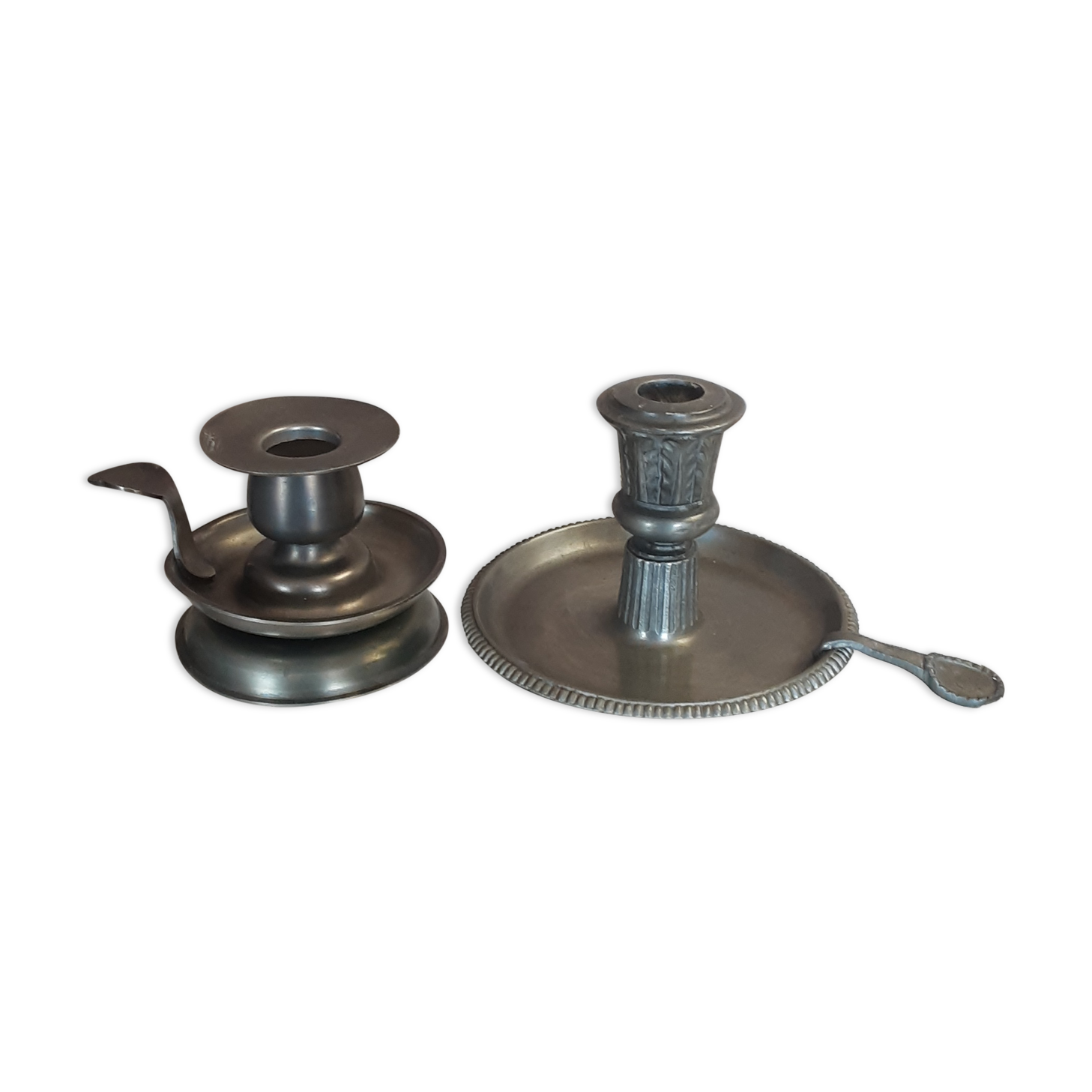 Bougeoirs en étain - vintage