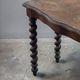 Console in carved solid oak with twisted turned legs, 1890