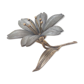 Ashtray silver metal flower year 70