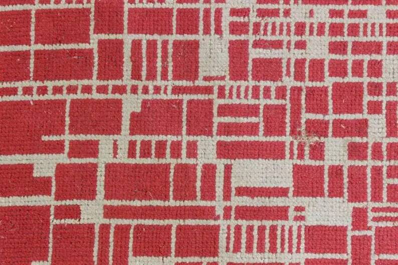 Tapis géométrique moderniste, milieu du siècle, années 1960
