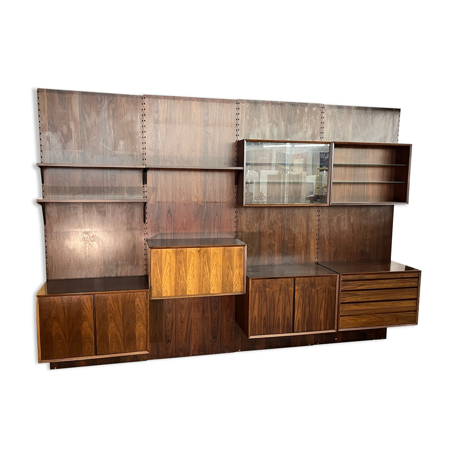 Étagère palissandre modulable murale Poul Cadovius
