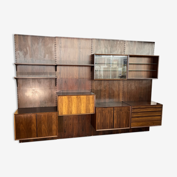 Wall-mounted modular rosewood shelf Poul Cadovius