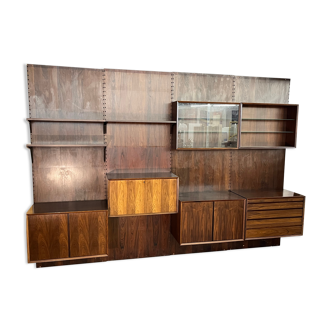 Wall-mounted modular rosewood shelf Poul Cadovius