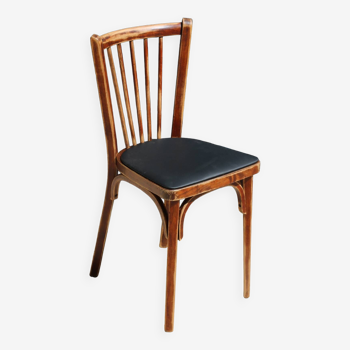 Baumann n°12 black leatherette chair, dark beech