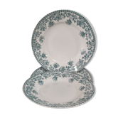 Set of 3 semi hollow plates model jane with dark green floral decoration st amand