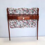 Ebonized Beech and Rose-Patterned Fabric Console with a Drawer, Italy