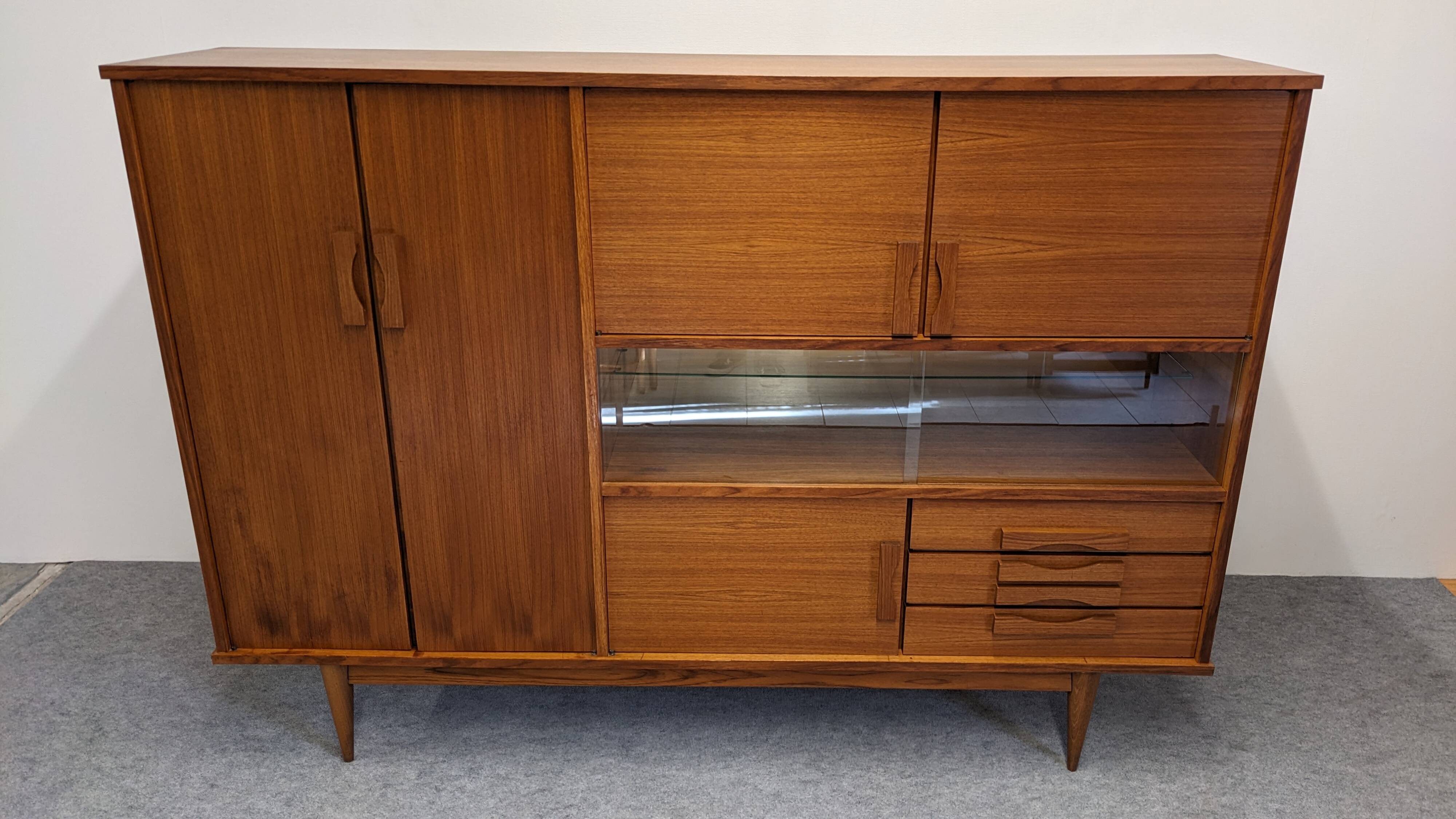Buffet or high modernist sideboard in teak, France circa 1960.