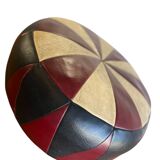 Vintage patchwork pouf in red - ecru - black