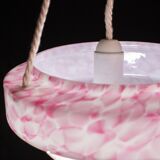 Pink Art Decò Vintage Glass Chandelier, 1950