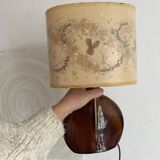 Lampe en céramique et fleurs naturelles, années 70