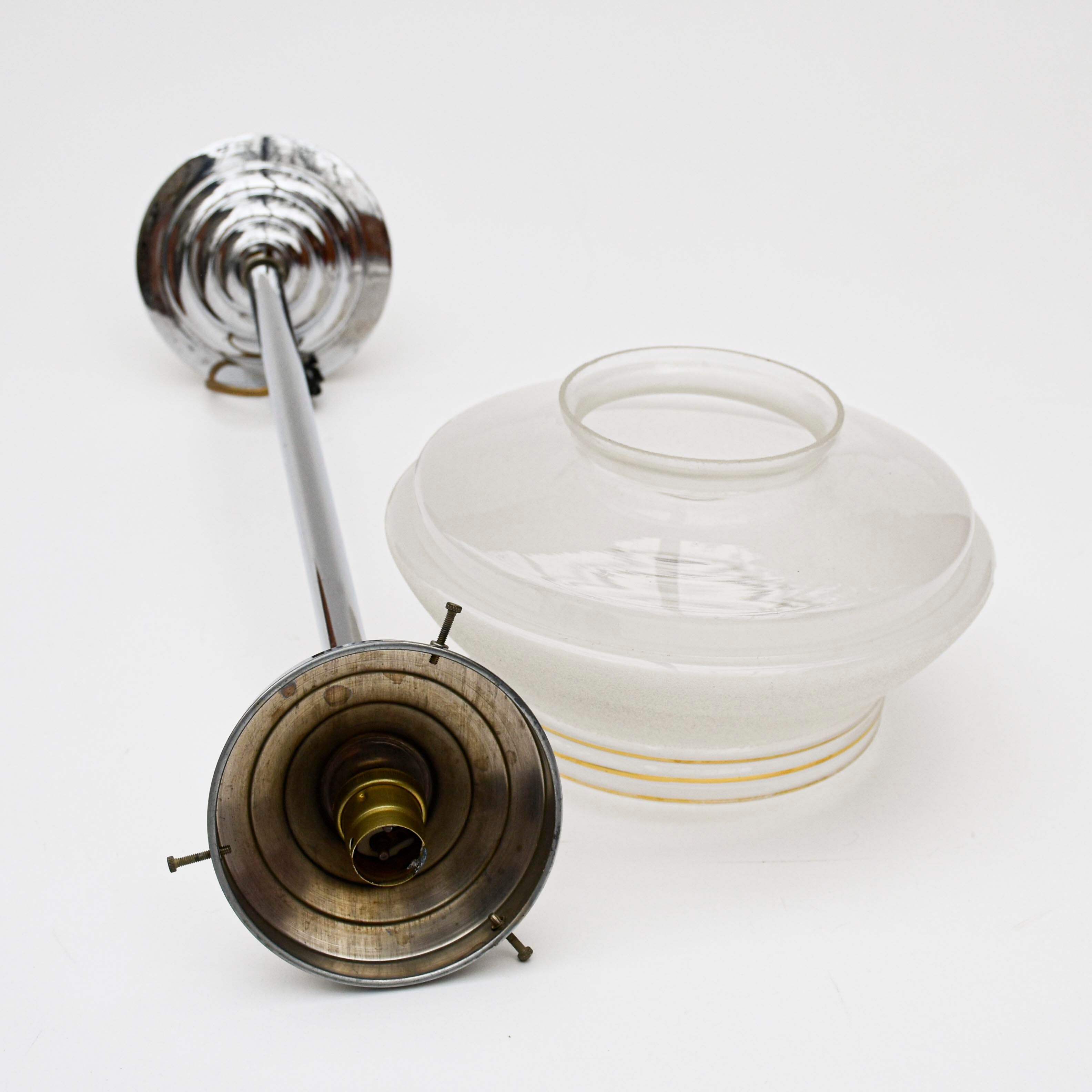 Hanging lamp round ball in vintage art deco gold frosted glass