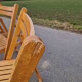 Set of 4 Folding Chairs in Wood and Plywood