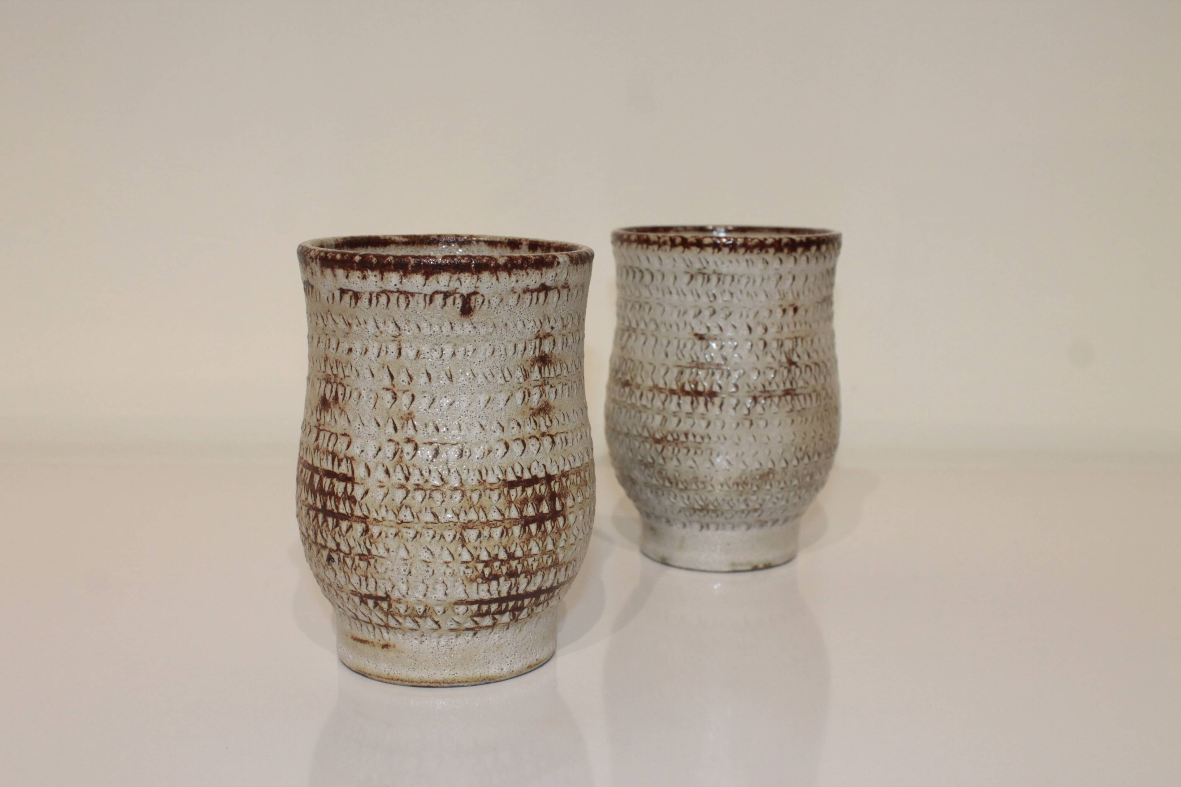 Pair of vintage Accolay ceramic vases signed