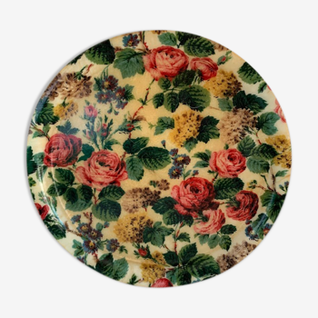 Vintage fiberglass tray 60's mtif floral roses
