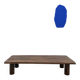 Modernist coffee table in solid elm, cylindrical pine base, 1970s.