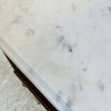 Table de chevet style Louis XVI, marbre de Carrare et acajou