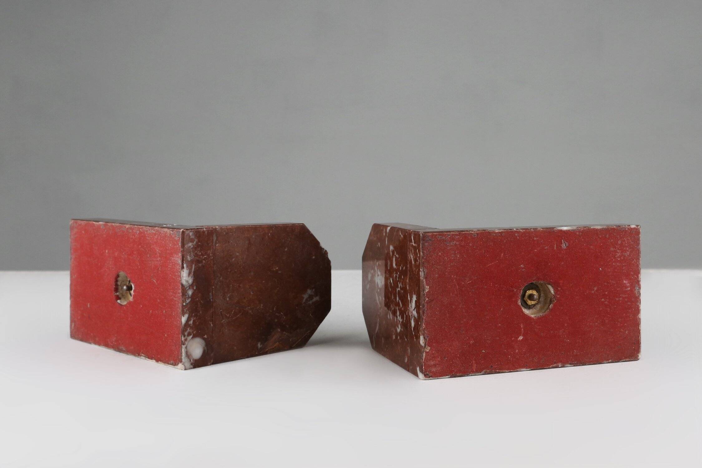 Art Deco Marble and Metal Bear Bookends, France 1930s
