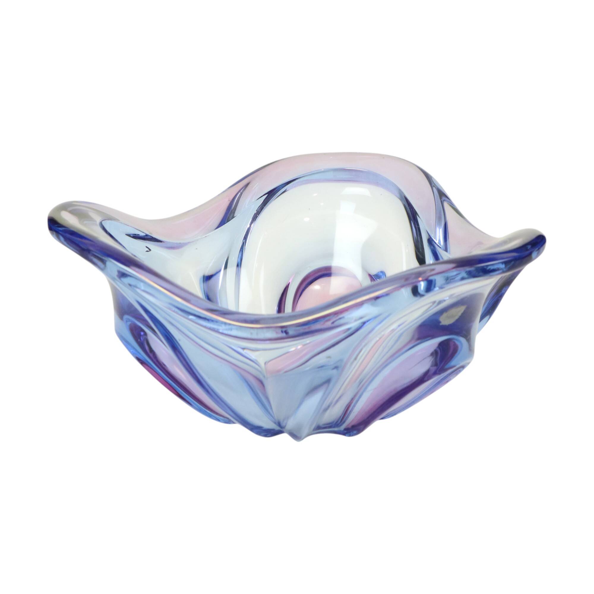 Vintage Murano Bowl Fruit Bowl Blue Purple Glass Sixties
