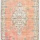 Faded Salmon Vintage Large Antique Rug For Living Room, 261x350 Cm