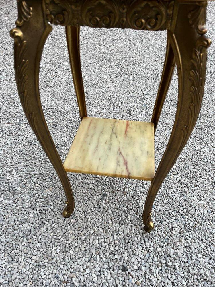 Marble and brass side table