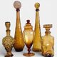 Ensemble de carafes en verre ambre Empoli par Wayne Husted, fait à la main en Italie.