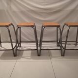 Suite of 4 vintage 60s industrial stools