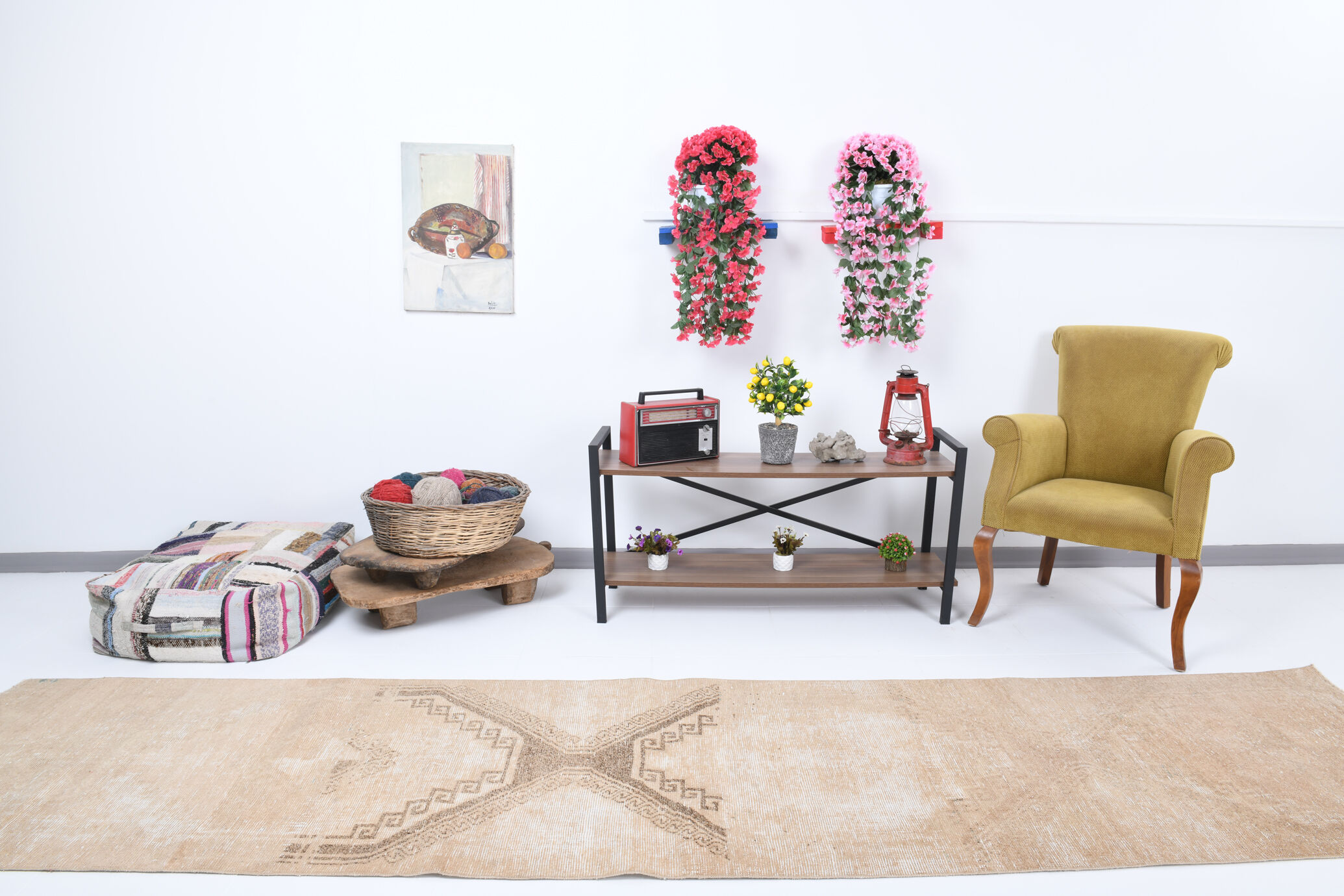 3x12 Classic Turkish Vintage Runner Rug, Handmade Vintage Rug, 3x12 Runner Rug, Brown Beige Rug,