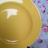 Plat rond ancien en faïence jaune