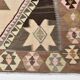140x380Cm Brown & Grey Kilim Rug, Handmade Wool Area Rug, Stair Rug,