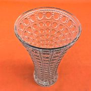 1950s Large transparent glass vase moulded with a faceted design