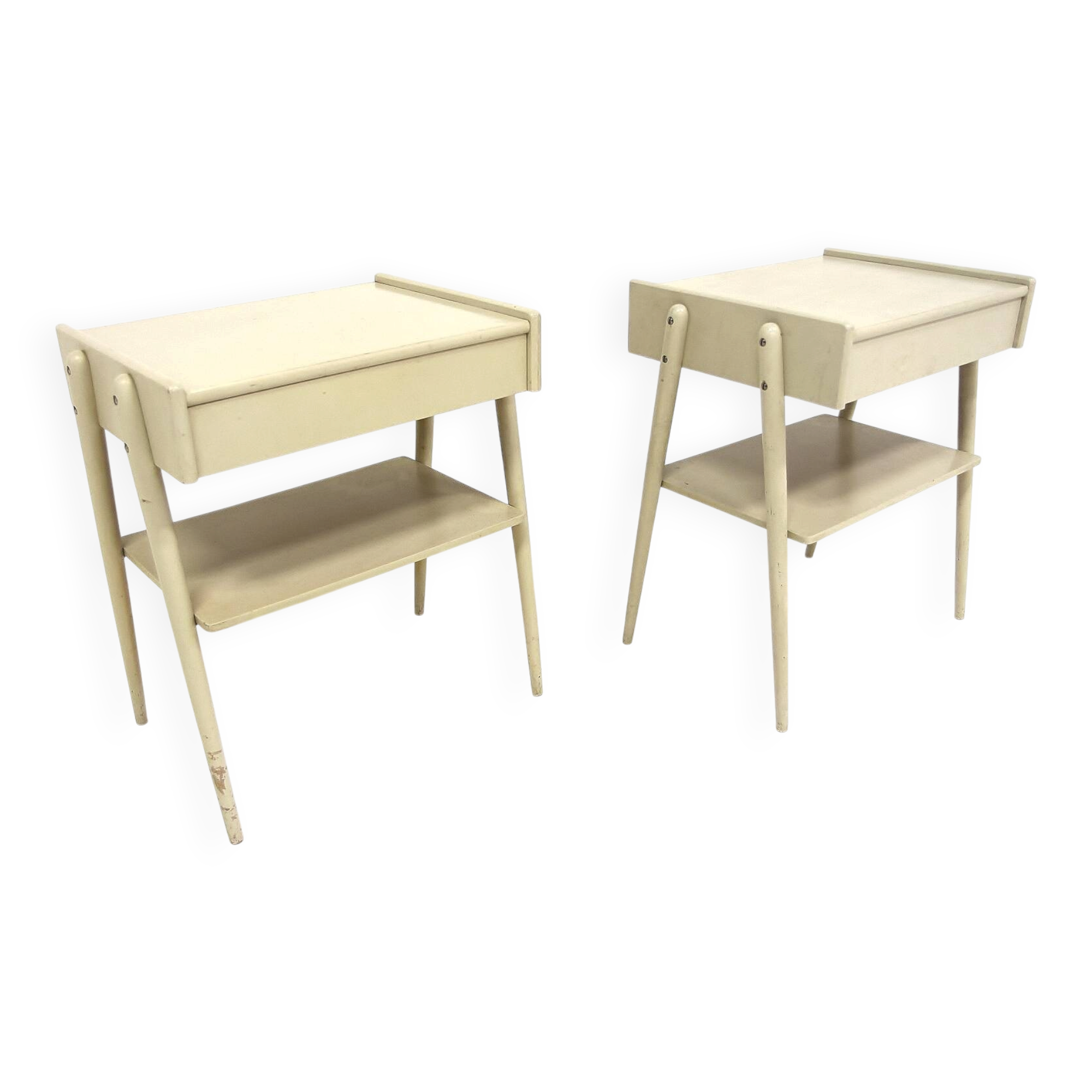 Set of 2 Scandinavian bedside tables in teak, AB Carlströms & Co Möbelfabrik.