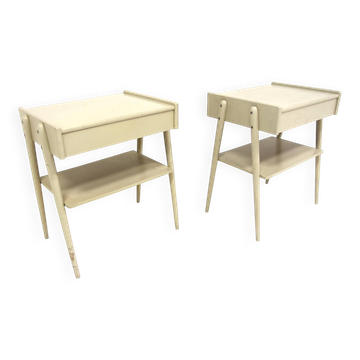 Set of 2 Scandinavian bedside tables in teak, AB Carlströms & Co Möbelfabrik.