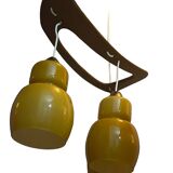 Teak pendant lamp year 60/70 3 globes Rispal