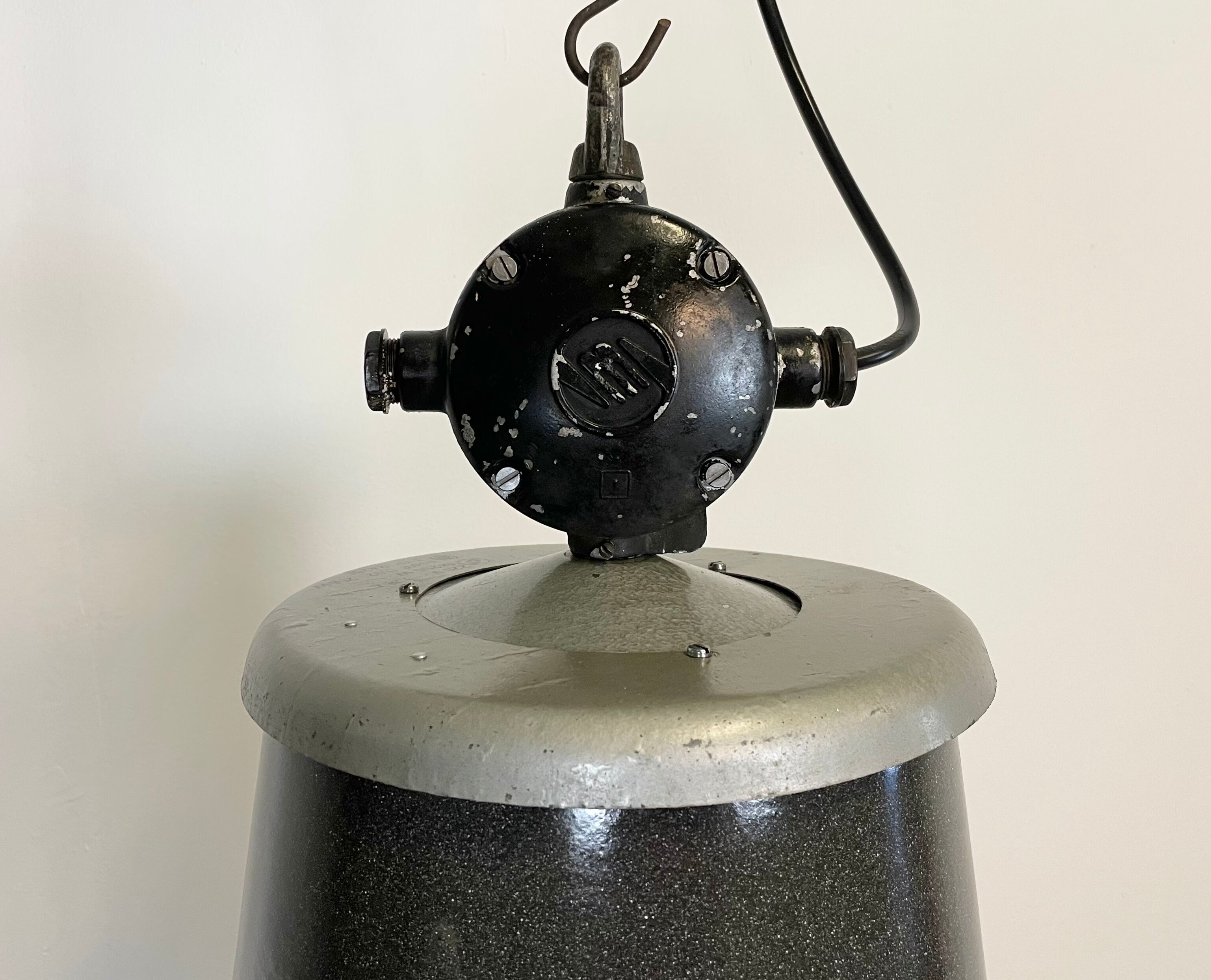 Black Enamel Industrial Lamp from Elektrosvit, 1960s