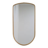 Grand miroir ovoïde vintage à bords dorés et noir - années 1960