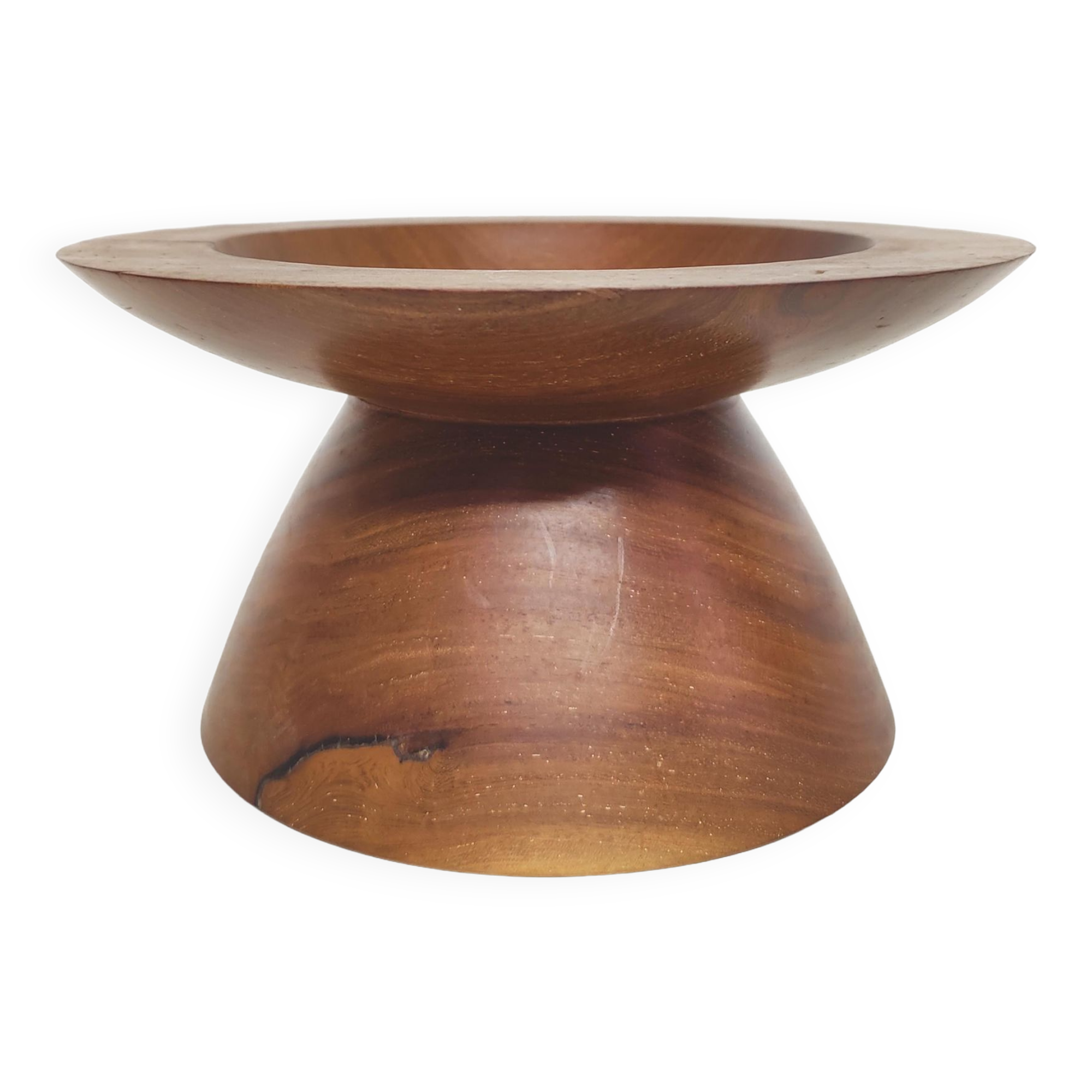 Fruit cup in vintage wooden diabolo shape