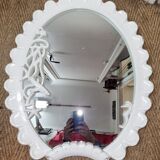 Miroir ovale en bois blanc décor ocean 59x71cm