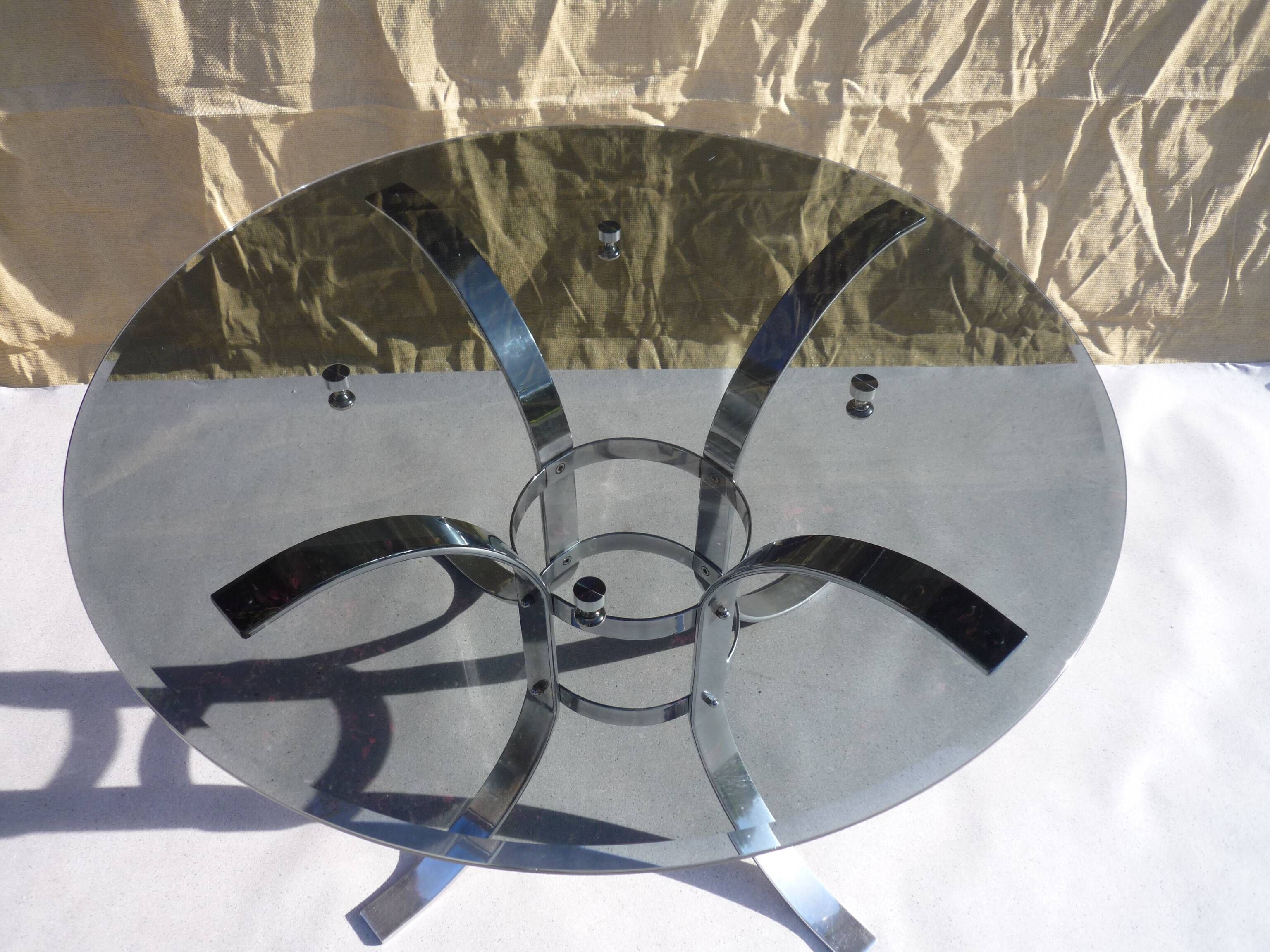 Dining table glass and chrome