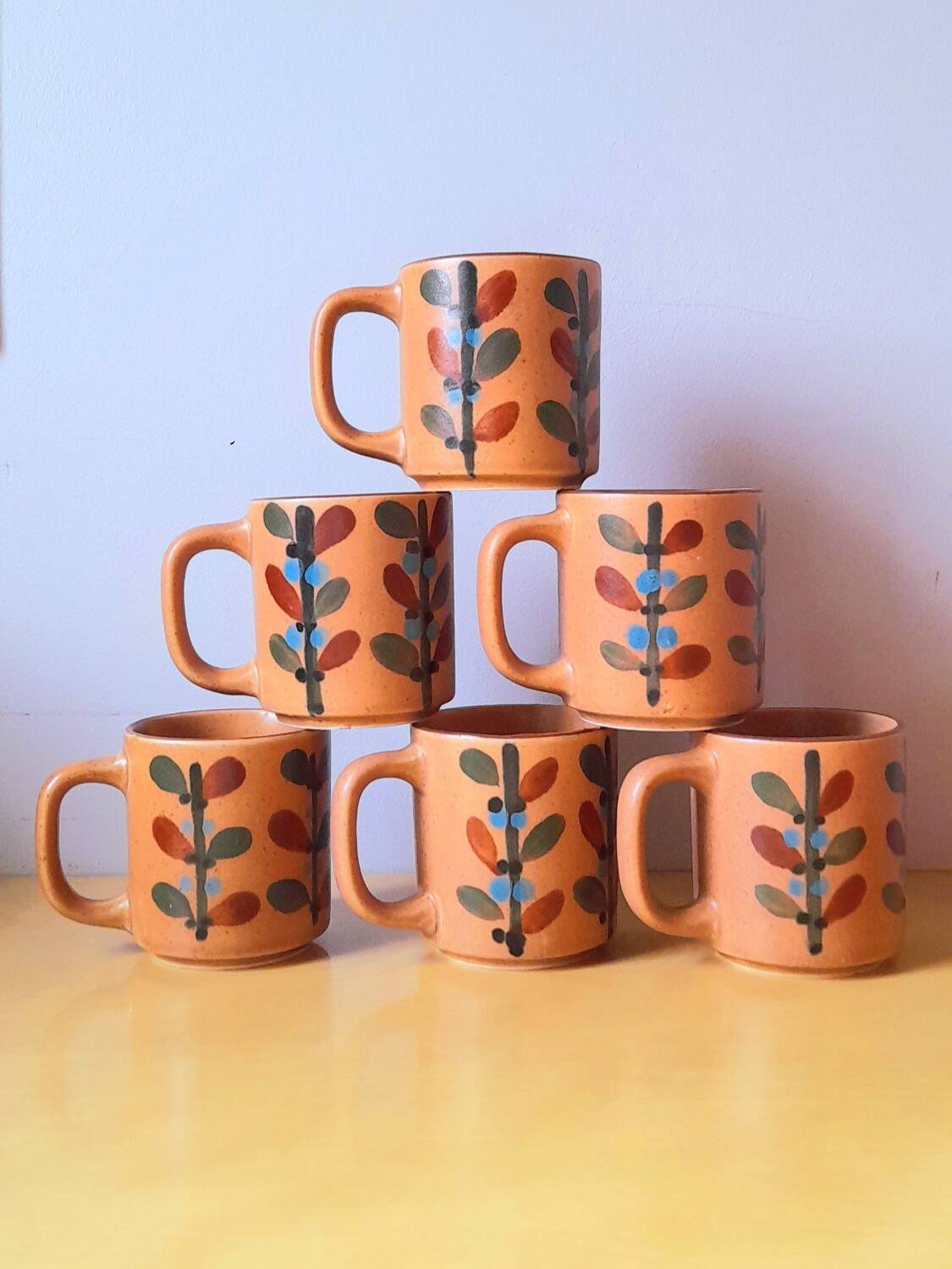 Cornean vintage stoneware mugs 60s