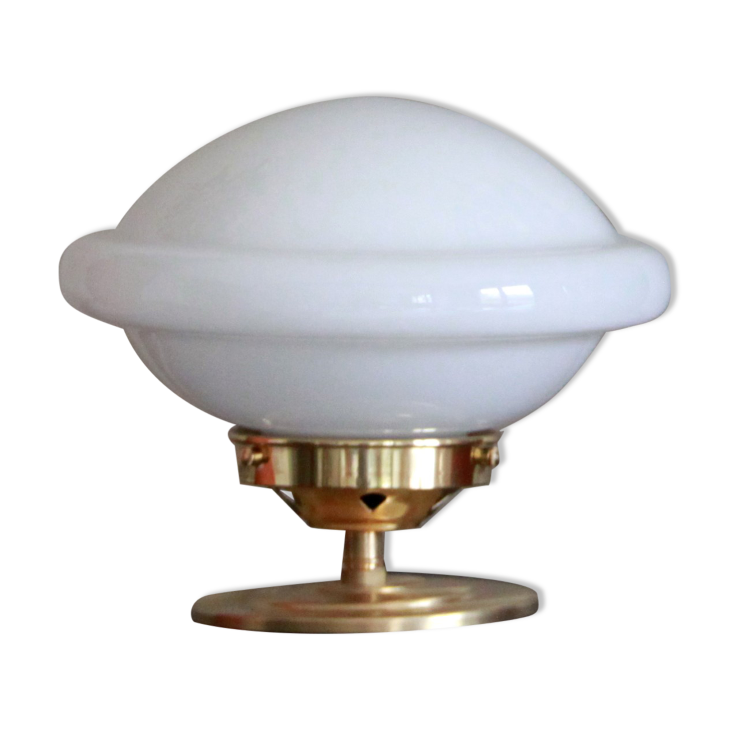 Bedside lamp desk brass globe opaline glass white art deco old