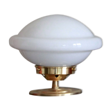 Bedside lamp desk brass globe opaline glass white art deco old