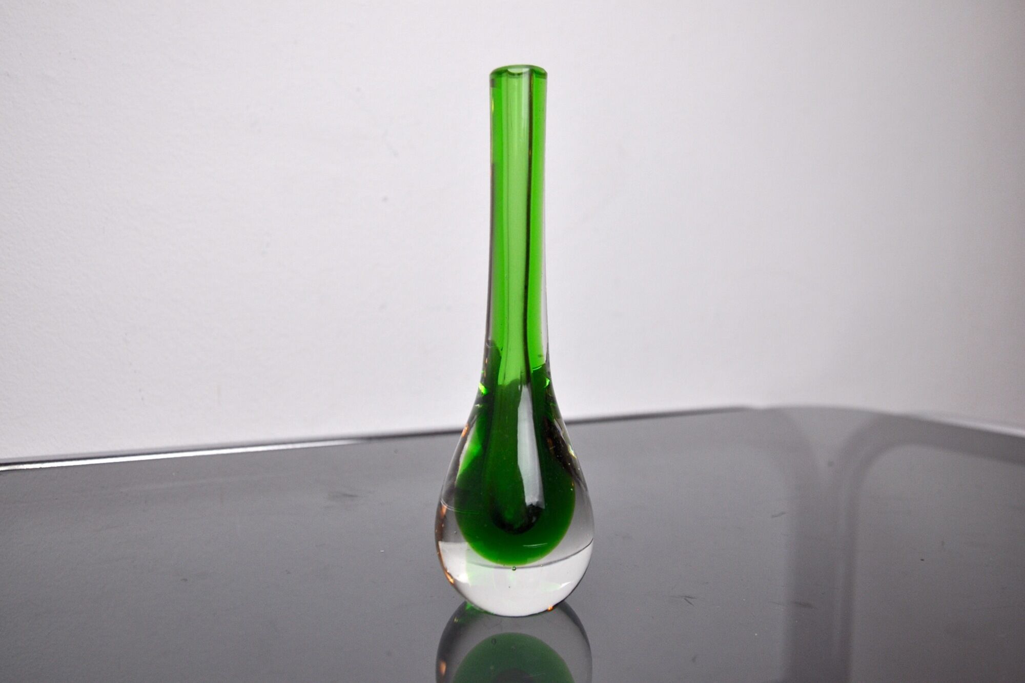Green soliflor sommerso vase by seguso, murano, italy, 1970