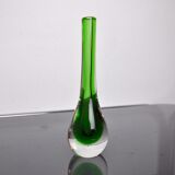 Green soliflor sommerso vase by seguso, murano, italy, 1970