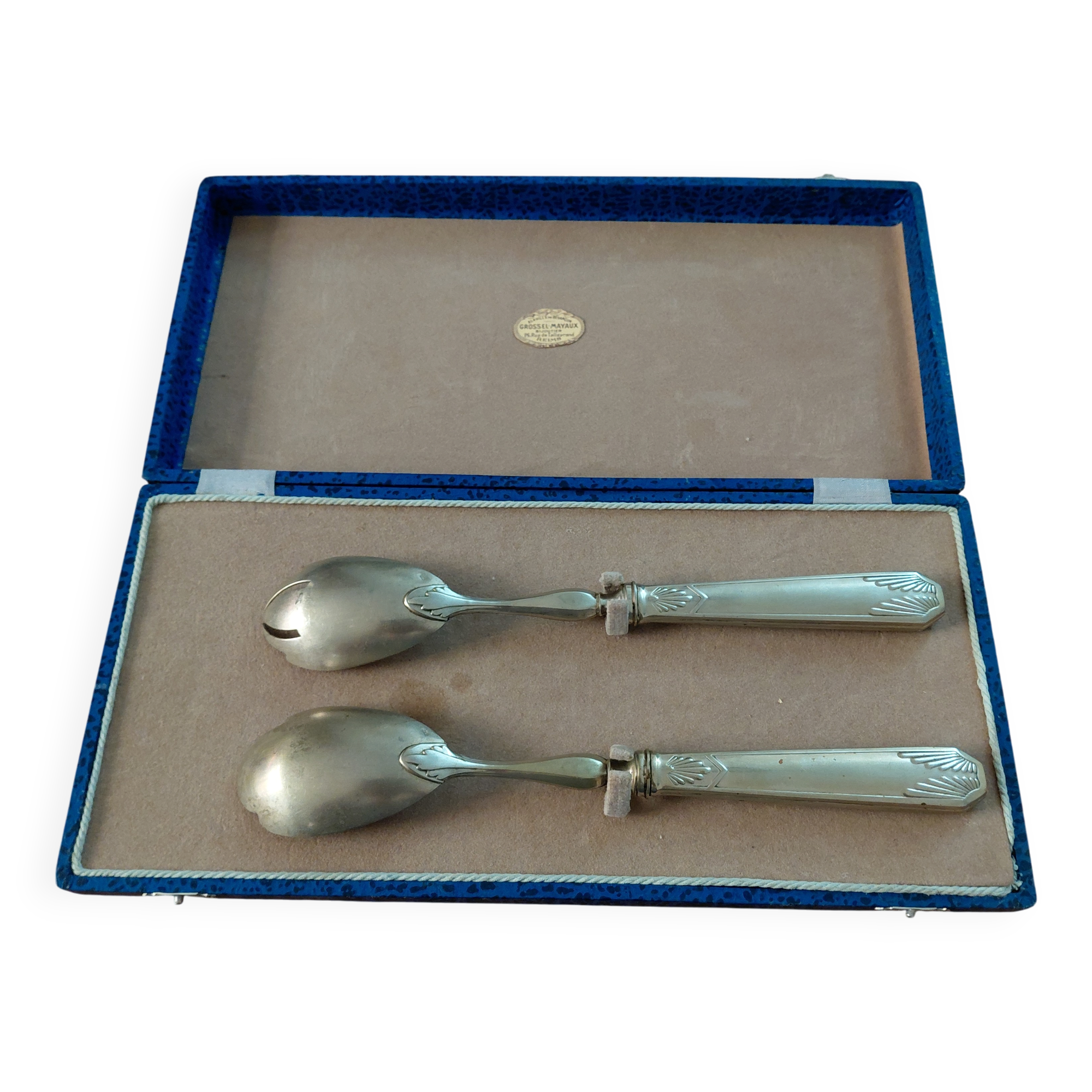 White metal Art Deco salad cutlery